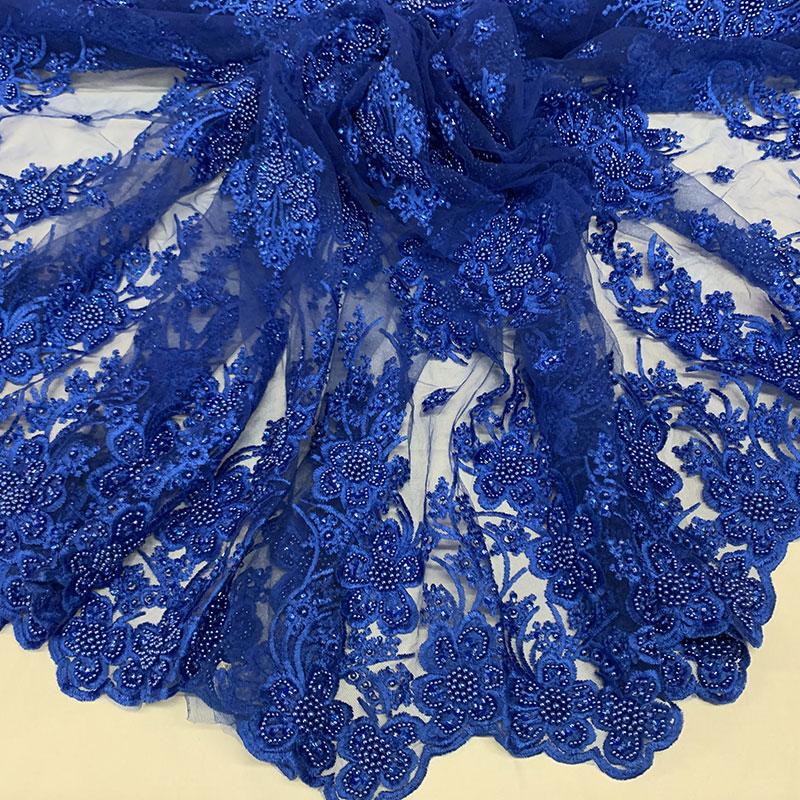 Royal Blue Beaded Fabric _ Lace Floral embroidered fabric _ Bridal FabricICEFABRICICE FABRICSRoyal BluePer Yard (36 Inches)Royal Blue Beaded Fabric _ Lace Floral embroidered fabric _ Bridal Fabric ICEFABRIC