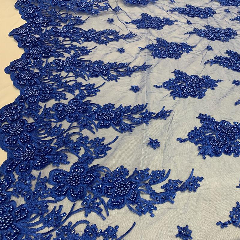 Royal Blue Beaded Fabric _ Lace Floral embroidered fabric _ Bridal FabricICEFABRICICE FABRICSRoyal BluePer Yard (36 Inches)Royal Blue Beaded Fabric _ Lace Floral embroidered fabric _ Bridal Fabric ICEFABRIC