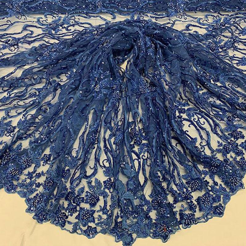 Royal Blue Beaded Fabric Luxury Fabric Embroidery Fabric Fashion FabricICEFABRICICE FABRICSRoyal Blue Beaded Fabric Luxury Fabric Embroidery Fabric Fashion Fabric ICEFABRIC