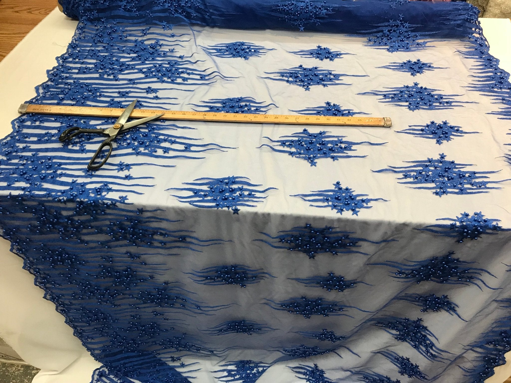 Royal Blue Design Beaded Fabric,Lace Fabric By The Yard-Embroider Beaded For Bridal-Floral Mesh Dress Lace Prom-Nightgown skirts runnersICE FABRICSICE FABRICSRoyal Blue Design Beaded Fabric,Lace Fabric By The Yard-Embroider Beaded For Bridal-Floral Mesh Dress Lace Prom-Nightgown skirts runners ICE FABRICS