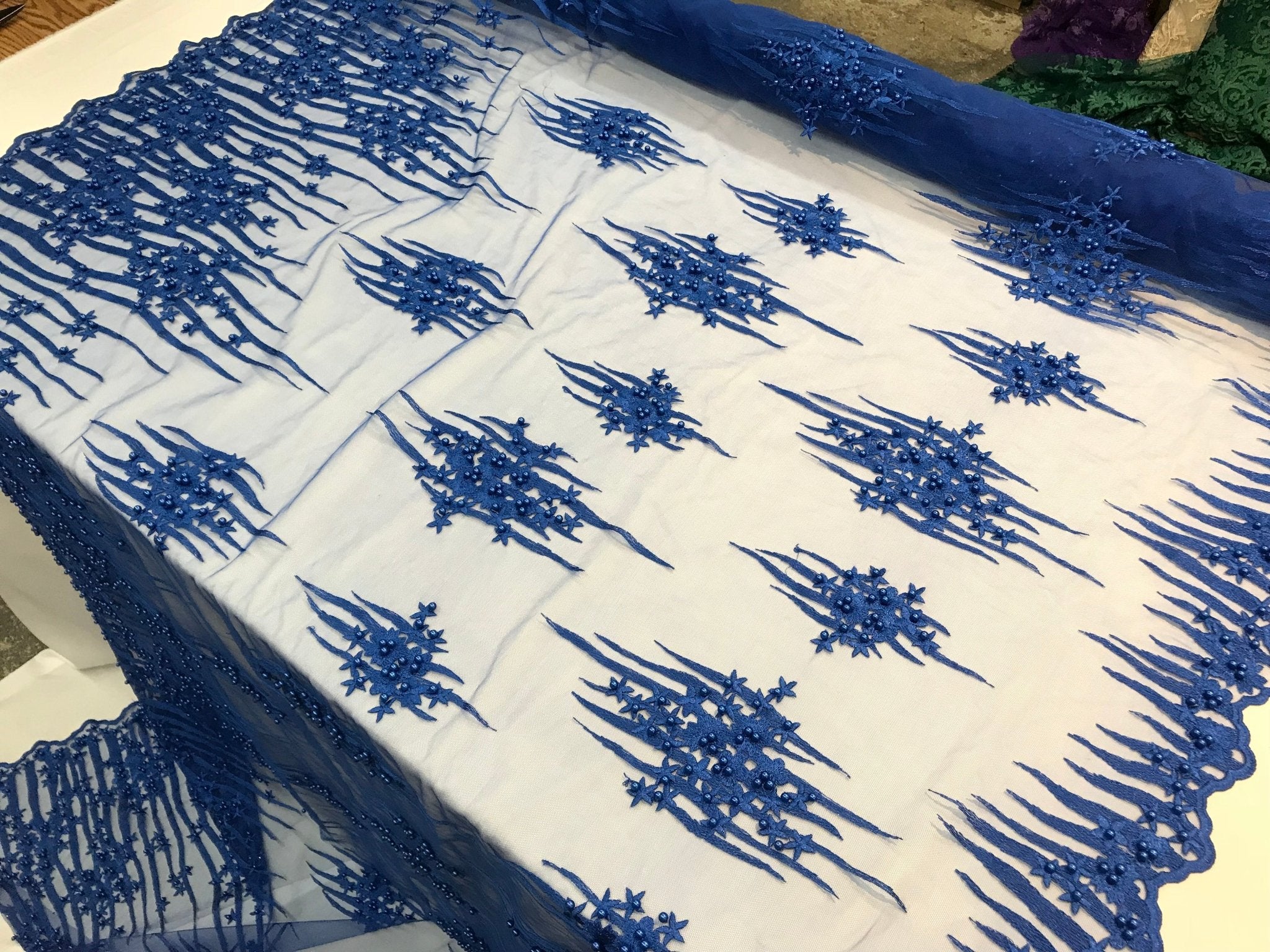 Royal Blue Design Beaded Fabric,Lace Fabric By The Yard-Embroider Beaded For Bridal-Floral Mesh Dress Lace Prom-Nightgown skirts runnersICE FABRICSICE FABRICSRoyal Blue Design Beaded Fabric,Lace Fabric By The Yard-Embroider Beaded For Bridal-Floral Mesh Dress Lace Prom-Nightgown skirts runners ICE FABRICS