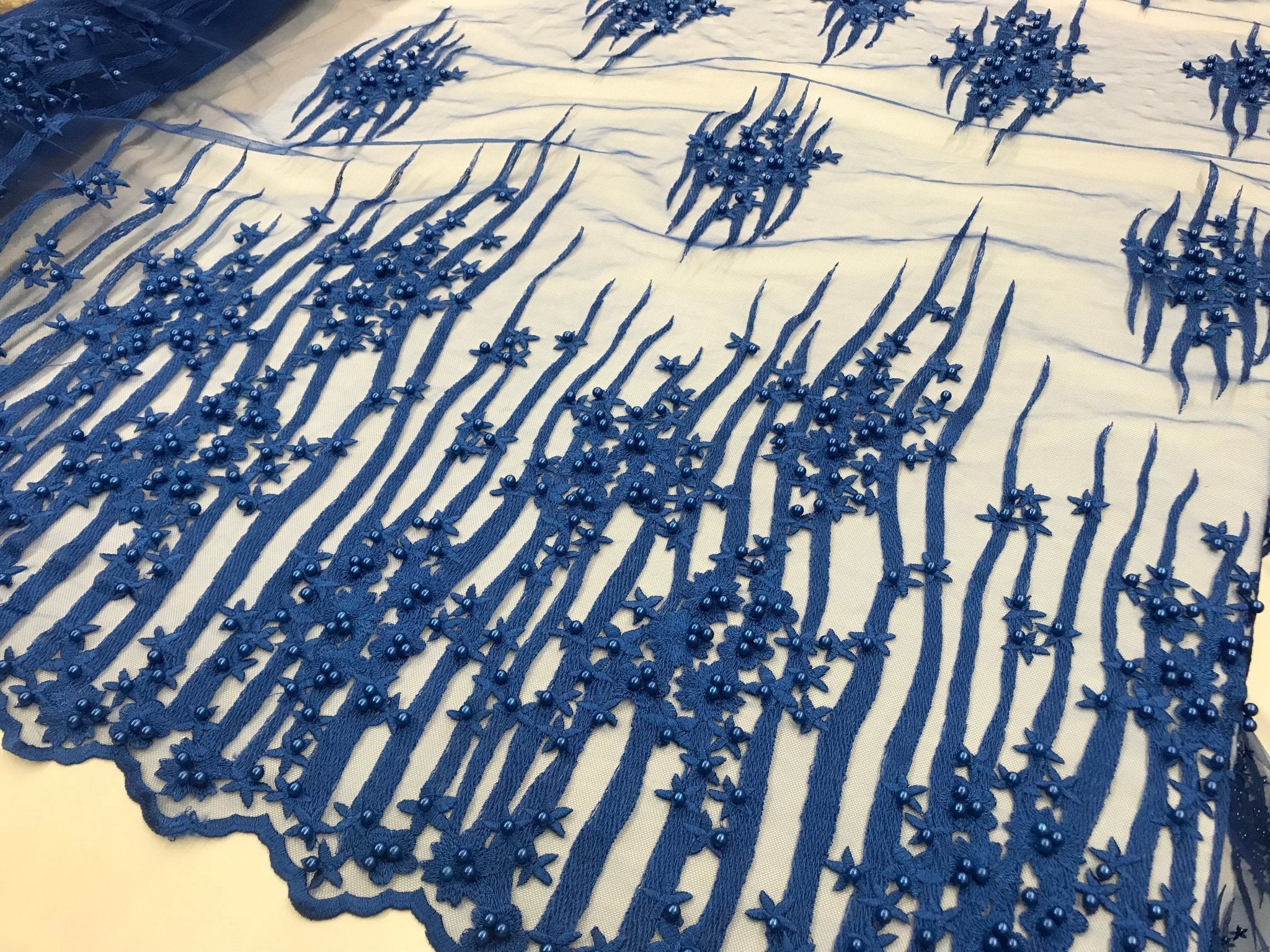 Royal Blue Design Beaded Fabric,Lace Fabric By The Yard-Embroider Beaded For Bridal-Floral Mesh Dress Lace Prom-Nightgown skirts runnersICE FABRICSICE FABRICSRoyal Blue Design Beaded Fabric,Lace Fabric By The Yard-Embroider Beaded For Bridal-Floral Mesh Dress Lace Prom-Nightgown skirts runners ICE FABRICS