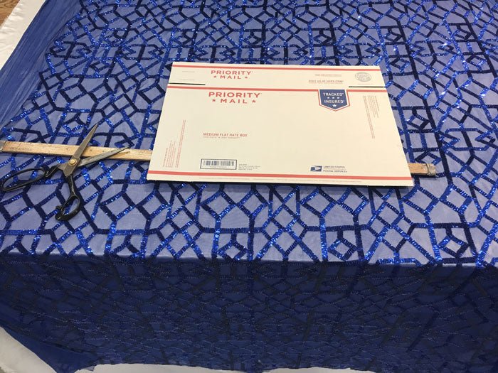 Royal Blue Elegant Design Embroidered 4 Way Stretch Sequin Fabric For Wedding Prom DressesICE FABRICSICE FABRICSRoyal Blue Elegant Design Embroidered 4 Way Stretch Sequin Fabric For Wedding Prom Dresses ICE FABRICS