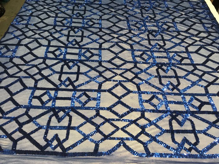 Royal Blue Elegant Design Embroidered 4 Way Stretch Sequin Fabric For Wedding Prom DressesICE FABRICSICE FABRICSRoyal Blue Elegant Design Embroidered 4 Way Stretch Sequin Fabric For Wedding Prom Dresses ICE FABRICS