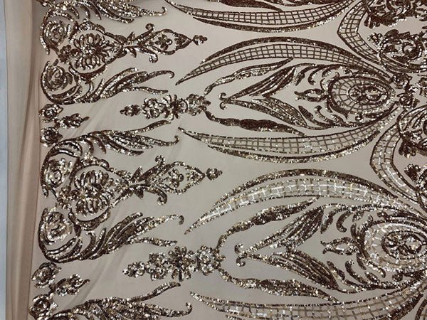 Royalty Iridescent Sequins 4 Way Stretch Spandex Mesh Fabric By The YardICEFABRICICE FABRICSKhakiRoyalty Iridescent Sequins 4 Way Stretch Spandex Mesh Fabric By The Yard ICEFABRIC