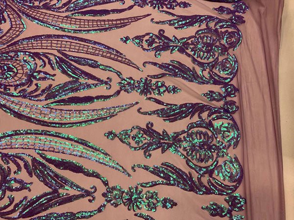 Royalty Iridescent Sequins 4 Way Stretch Spandex Mesh Fabric By The YardICEFABRICICE FABRICSPink,Yellow On A Black MeshRoyalty Iridescent Sequins 4 Way Stretch Spandex Mesh Fabric By The Yard ICEFABRIC