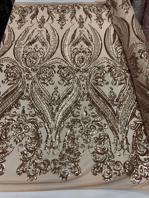 Royalty Iridescent Sequins 4 Way Stretch Spandex Mesh Fabric By The YardICEFABRICICE FABRICSRose Gold Nude MeshRoyalty Iridescent Sequins 4 Way Stretch Spandex Mesh Fabric By The Yard ICEFABRIC