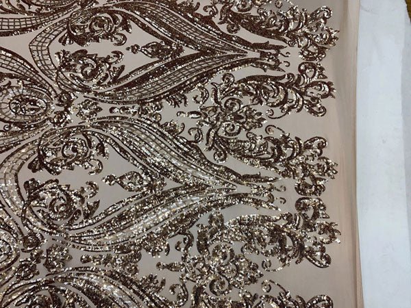 Royalty Iridescent Sequins 4 Way Stretch Spandex Mesh Fabric By The YardICEFABRICICE FABRICSKhakiRoyalty Iridescent Sequins 4 Way Stretch Spandex Mesh Fabric By The Yard ICEFABRIC
