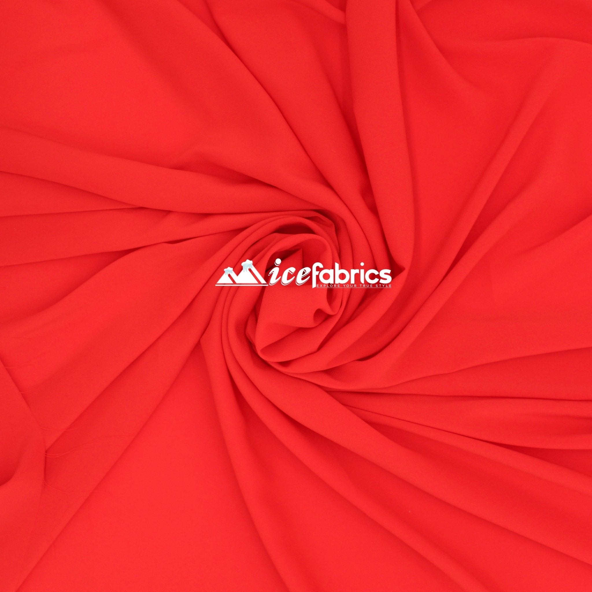 Red Silky 2 Way Chiffon Sheer Stretch Fabric By The Yard