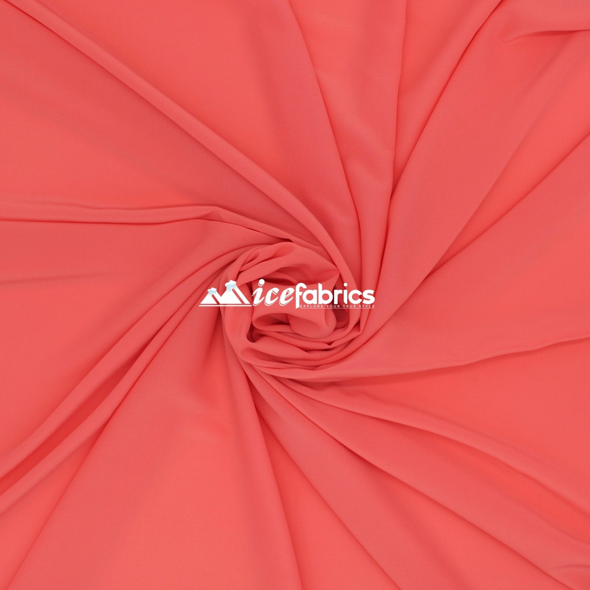 Silky Stretch Chiffon Fabric By The Roll (15 Yards)Chiffon FabricICEFABRICICE FABRICSCoralBy The Roll (60" Wide)Silky Stretch Chiffon Fabric By The Roll (15 Yards) ICEFABRIC