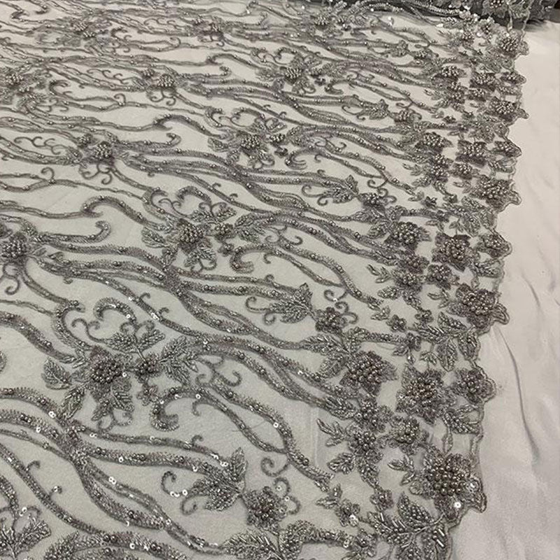 Silver Beaded Fabric Luxury Fabric Embroidery Fabric Fashion FabricICEFABRICICE FABRICSSilver Beaded Fabric Luxury Fabric Embroidery Fabric Fashion Fabric ICEFABRIC