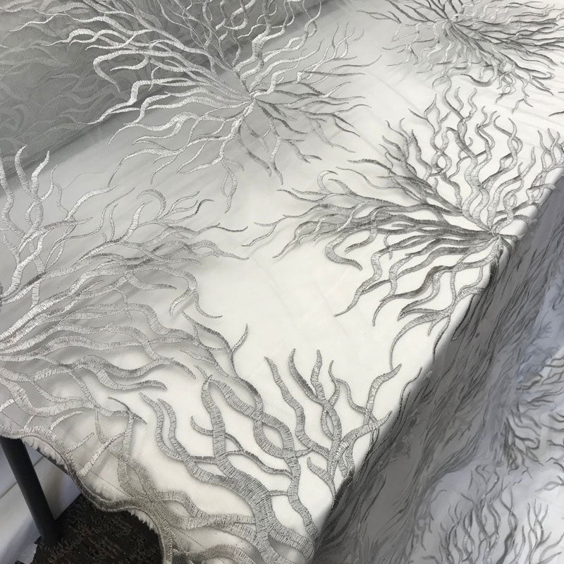 Silver-Bridal Wedding Mesh Lace Women Floral Fashion Fabric By YardICE FABRICSICE FABRICSSilverSilver-Bridal Wedding Mesh Lace Women Floral Fashion Fabric By Yard ICE FABRICS