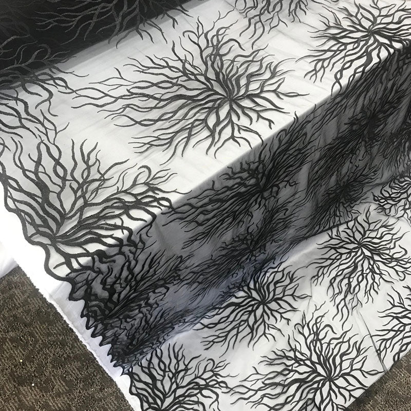 Silver-Bridal Wedding Mesh Lace Women Floral Fashion Fabric By YardICE FABRICSICE FABRICSBlackSilver-Bridal Wedding Mesh Lace Women Floral Fashion Fabric By Yard ICE FABRICS