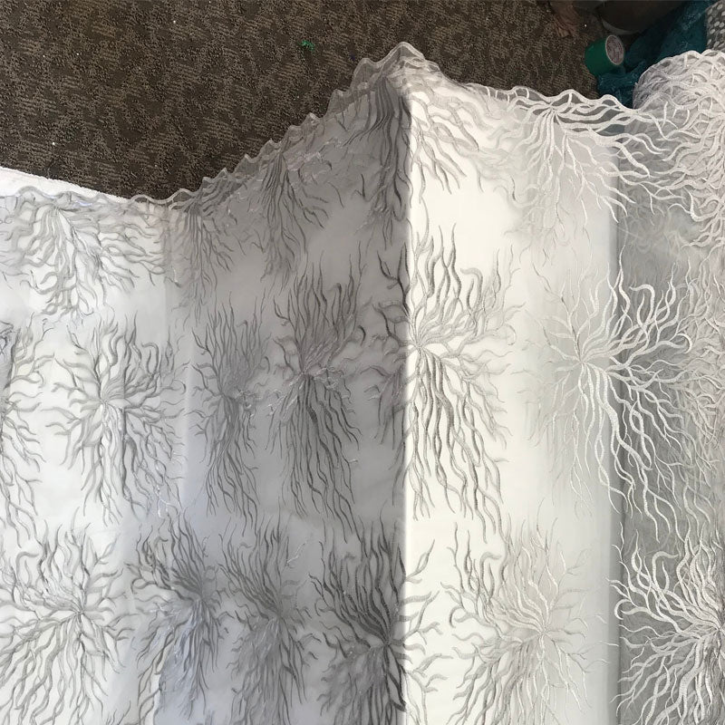 Silver-Bridal Wedding Mesh Lace Women Floral Fashion Fabric By YardICE FABRICSICE FABRICSSilverSilver-Bridal Wedding Mesh Lace Women Floral Fashion Fabric By Yard ICE FABRICS