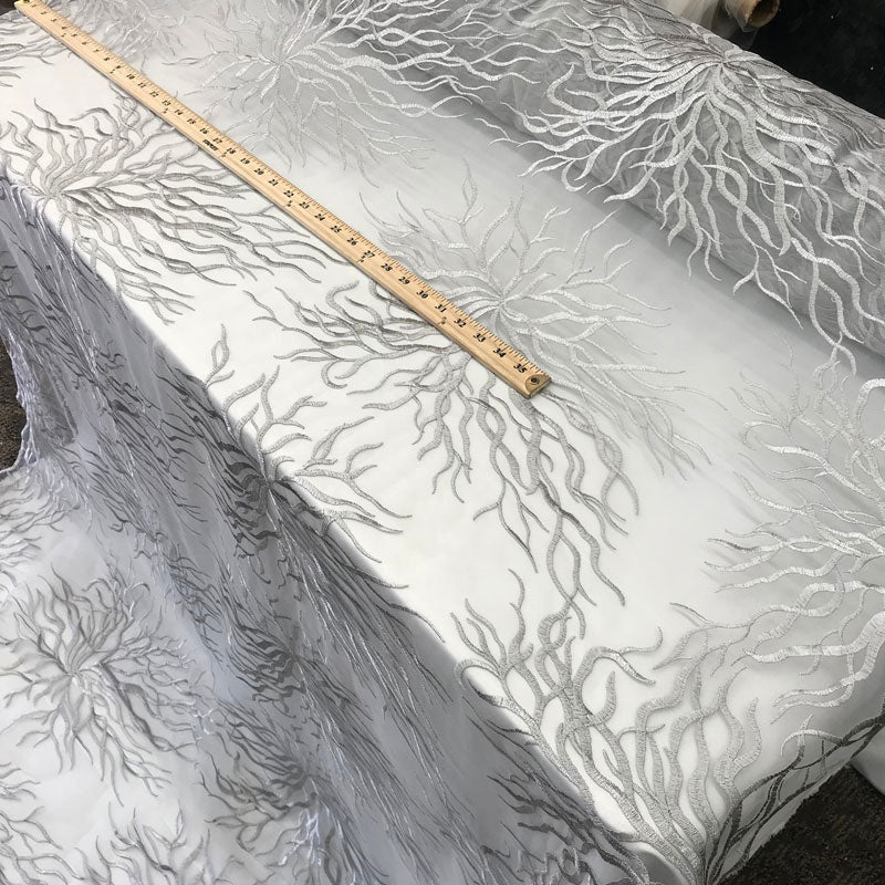 Silver-Bridal Wedding Mesh Lace Women Floral Fashion Fabric By YardICE FABRICSICE FABRICSSilverSilver-Bridal Wedding Mesh Lace Women Floral Fashion Fabric By Yard ICE FABRICS