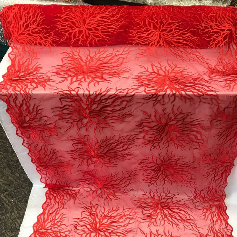 Silver-Bridal Wedding Mesh Lace Women Floral Fashion Fabric By YardICE FABRICSICE FABRICSRedSilver-Bridal Wedding Mesh Lace Women Floral Fashion Fabric By Yard ICE FABRICS