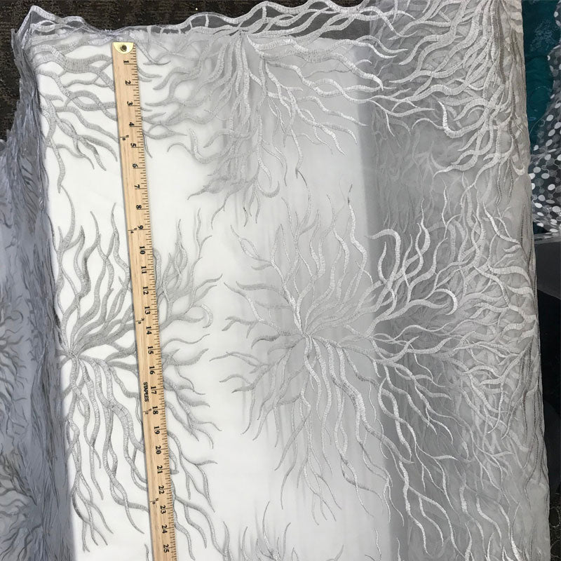 Silver-Bridal Wedding Mesh Lace Women Floral Fashion Fabric By YardICE FABRICSICE FABRICSSilverSilver-Bridal Wedding Mesh Lace Women Floral Fashion Fabric By Yard ICE FABRICS