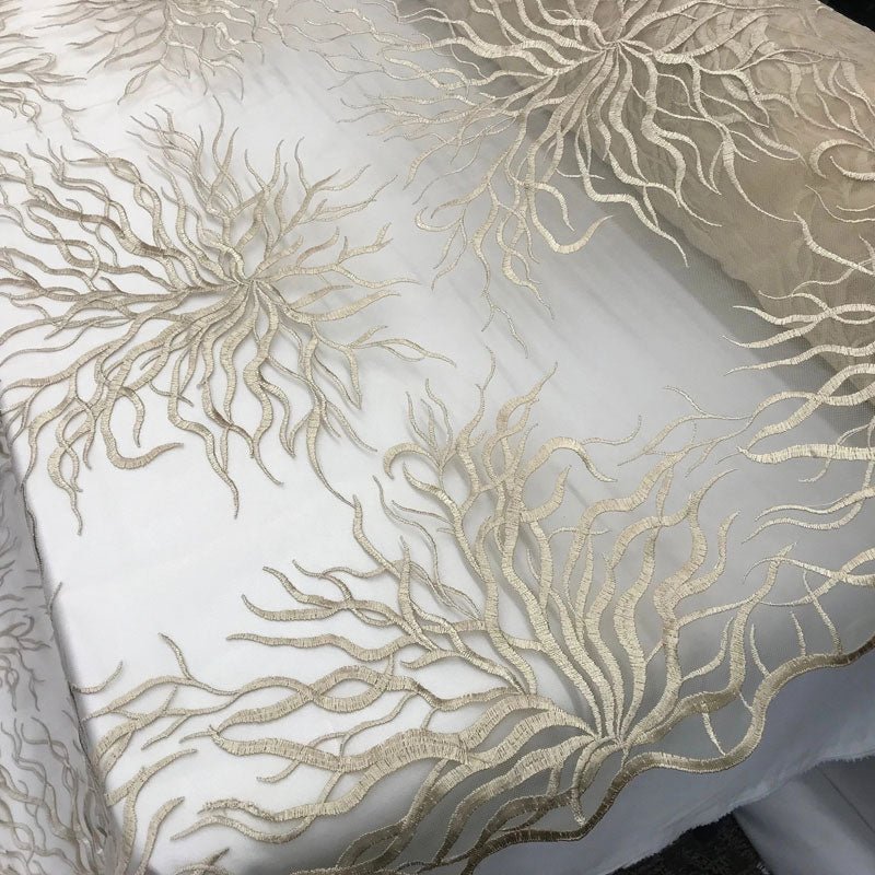 Silver-Bridal Wedding Mesh Lace Women Floral Fashion Fabric By YardICE FABRICSICE FABRICSChampagneSilver-Bridal Wedding Mesh Lace Women Floral Fashion Fabric By Yard ICE FABRICS
