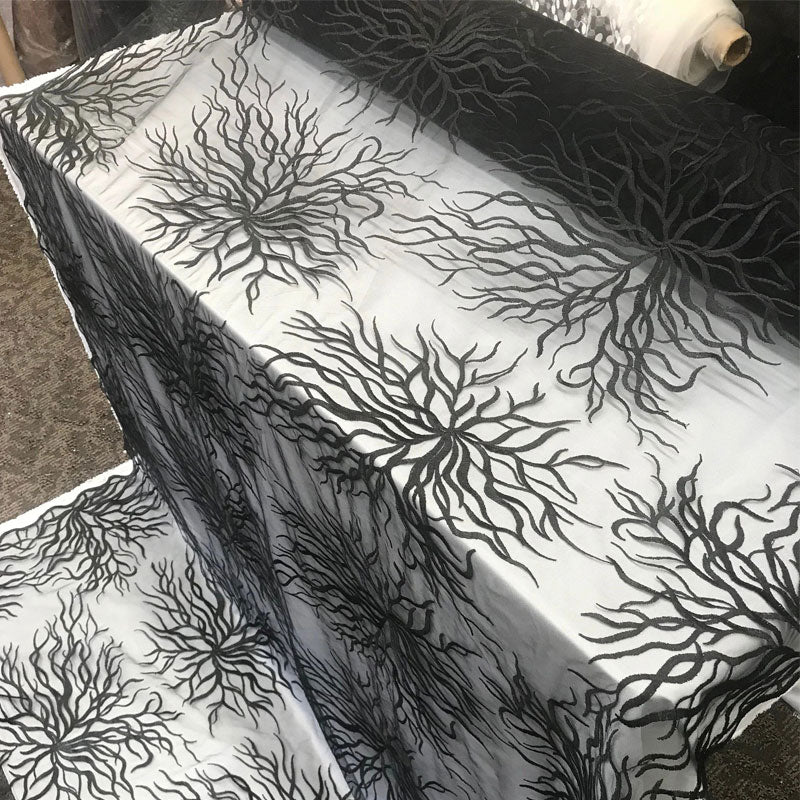 Silver-Bridal Wedding Mesh Lace Women Floral Fashion Fabric By YardICE FABRICSICE FABRICSBlackSilver-Bridal Wedding Mesh Lace Women Floral Fashion Fabric By Yard ICE FABRICS