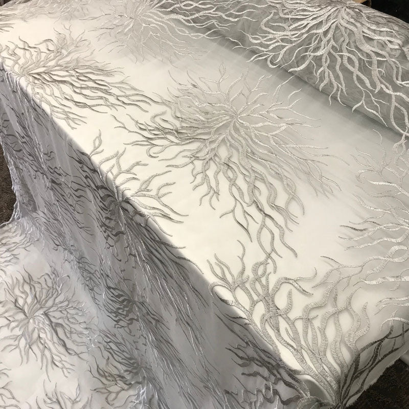 Silver-Bridal Wedding Mesh Lace Women Floral Fashion Fabric By YardICE FABRICSICE FABRICSSilverSilver-Bridal Wedding Mesh Lace Women Floral Fashion Fabric By Yard ICE FABRICS