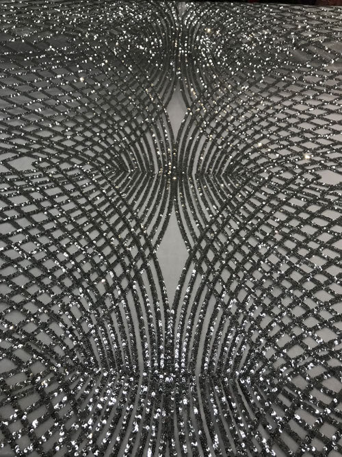 Silver Luxury Designed Embroidery Sequin 4 Way Stretch Fabric Sold By The YardICE FABRICSICE FABRICSSilver Luxury Designed Embroidery Sequin 4 Way Stretch Fabric Sold By The Yard ICE FABRICS