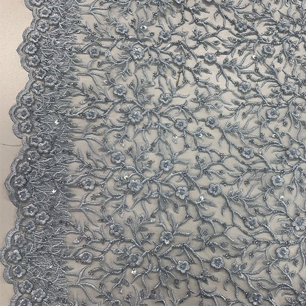 Sky Blue Luxury Floral Embroidery Lace Fabric by the YardICEFABRICICE FABRICSSky Blue Luxury Floral Embroidery Lace Fabric by the Yard ICEFABRIC