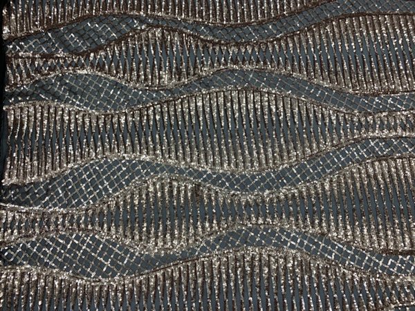 Snake Design Bronze Spandex 4 Way Geometric Embroidered Stretch Sequin On A Black Mesh Lace FabricICEFABRICICE FABRICSBlack1/2Snake Design Bronze Spandex 4 Way Geometric Embroidered Stretch Sequin On A Black Mesh Lace Fabric ICEFABRIC