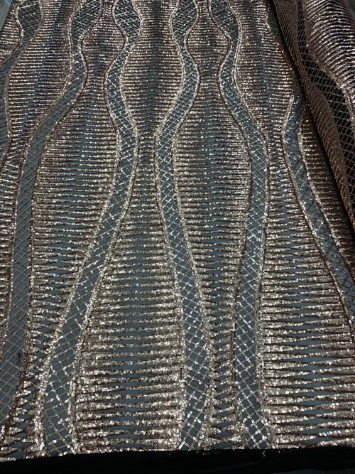 Snake Design Bronze Spandex 4 Way Geometric Embroidered Stretch Sequin On A Black Mesh Lace FabricICEFABRICICE FABRICSBlack1/2Snake Design Bronze Spandex 4 Way Geometric Embroidered Stretch Sequin On A Black Mesh Lace Fabric ICEFABRIC