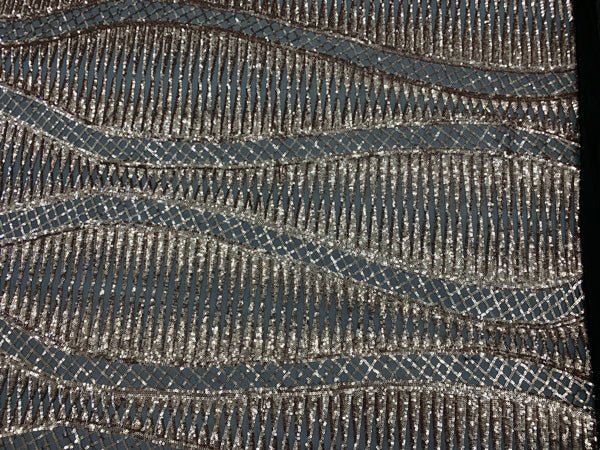 Snake Design Bronze Spandex 4 Way Geometric Embroidered Stretch Sequin On A Black Mesh Lace FabricICEFABRICICE FABRICSBlack1/2Snake Design Bronze Spandex 4 Way Geometric Embroidered Stretch Sequin On A Black Mesh Lace Fabric ICEFABRIC