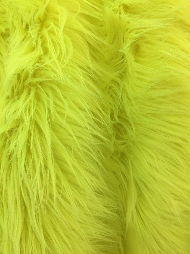 Solid Mongolian Long Pile Animal Faux Fur Fabric For Coats, Fur Clothing, Blankets, Bed Spreads, Throw Blanket Sold By The YardICEFABRICICE FABRICSNeon GreenBy The Yard (60 inches Wide)Solid Mongolian Long Pile Animal Faux Fur Fabric For Coats, Fur Clothing, Blankets, Bed Spreads, Throw Blanket Sold By The Yard ICEFABRIC