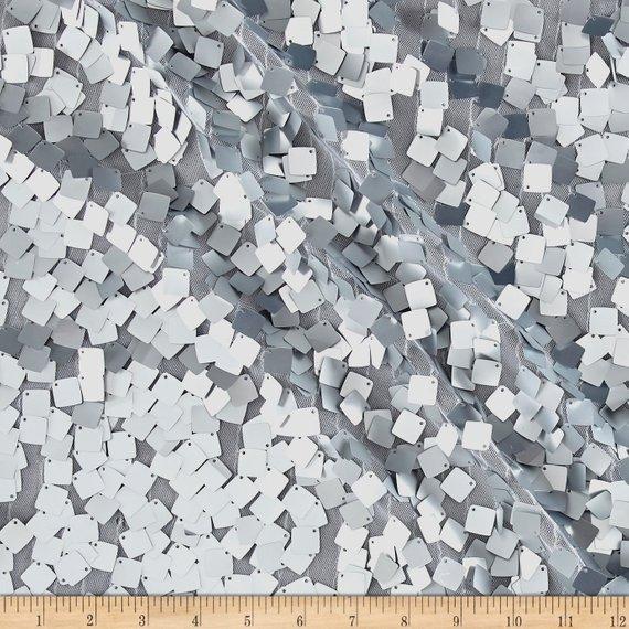 Square Dazzle & Mesh Stretch Sequin Fabric By The Yard For Decoration Runners TableclothICE FABRICSICE FABRICSSilverSquare Dazzle & Mesh Stretch Sequin Fabric By The Yard For Decoration Runners Tablecloth ICE FABRICS