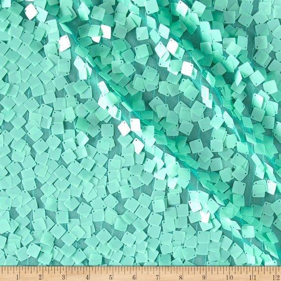 Square Dazzle & Mesh Stretch Sequin Fabric By The Yard For Decoration Runners TableclothICE FABRICSICE FABRICSMintSquare Dazzle & Mesh Stretch Sequin Fabric By The Yard For Decoration Runners Tablecloth ICE FABRICS