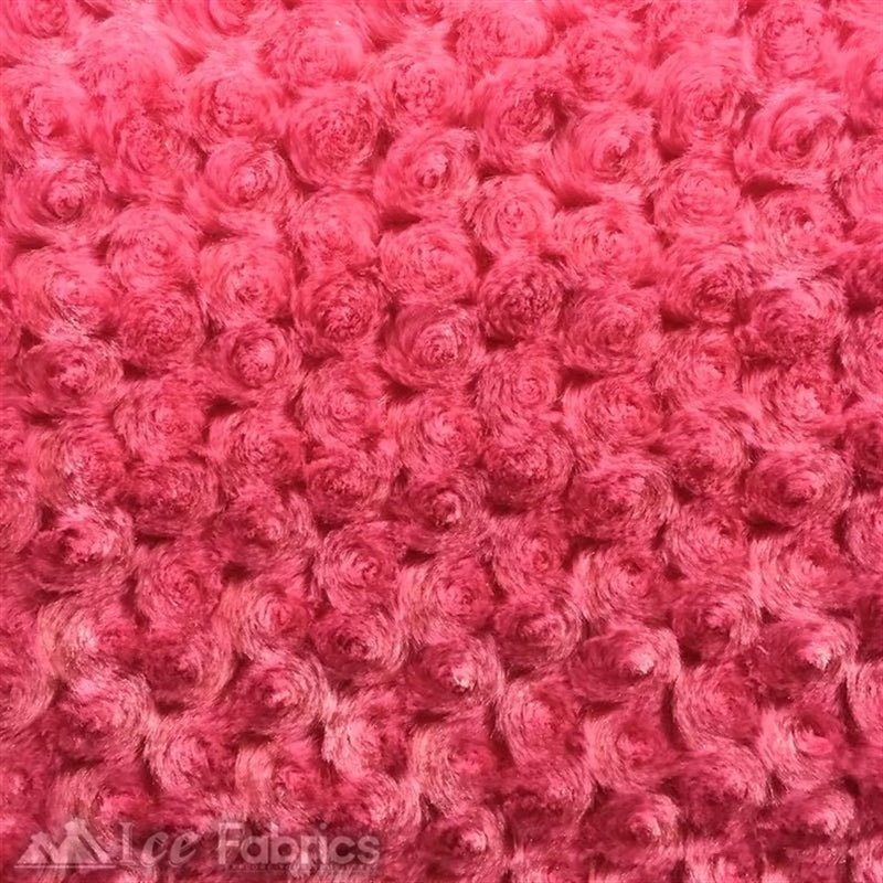 Strawberry Pink Minky Rose Rosebud Fabric Blanket FabricICE FABRICSICE FABRICSBy The Yard (60" Wide)Strawberry Pink Minky Rose Rosebud Fabric Blanket Fabric ICE FABRICS