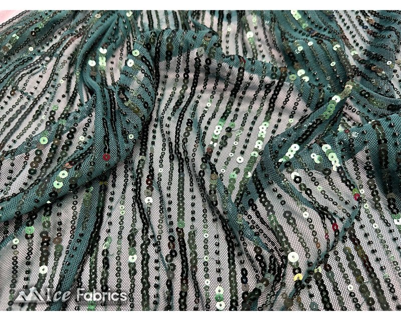 Stretch Beaded Fabric with Embroidery Sequin on MeshICE FABRICSICE FABRICSHunter Green60" WideStretch Beaded Fabric with Embroidery Sequin on Mesh