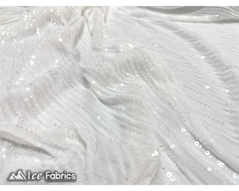 Stretch Beaded Fabric with Embroidery Sequin on MeshICE FABRICSICE FABRICSWhite60" WideStretch Beaded Fabric with Embroidery Sequin on Mesh