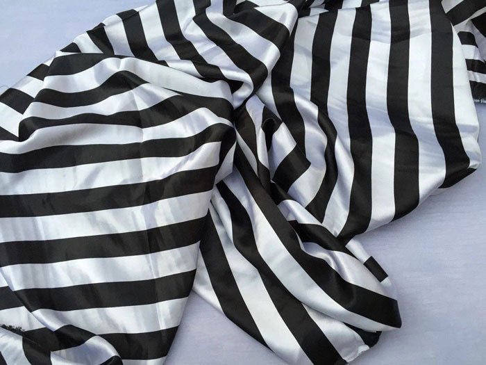 Stripe Bridal Satin Fabric 60" Wide Made in USASatin FabricICEFABRICICE FABRICSWhite/blackStripe Bridal Satin Fabric 60" Wide Made in USA ICEFABRIC
