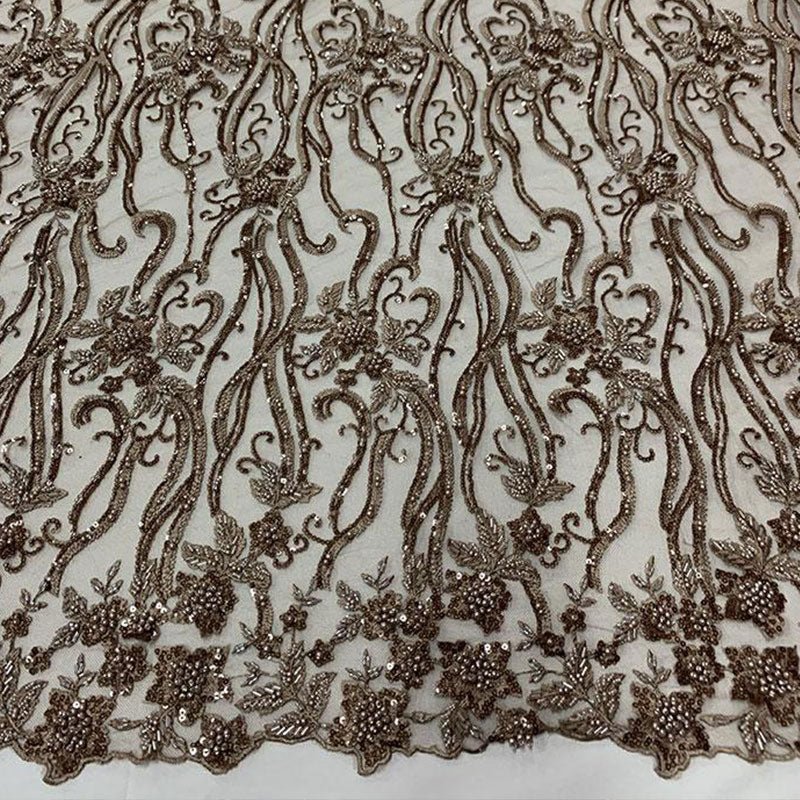 Taupe Beaded Fabric Luxury Fabric Embroidery Fabric Fashion FabricICEFABRICICE FABRICSTaupe Beaded Fabric Luxury Fabric Embroidery Fabric Fashion Fabric ICEFABRIC