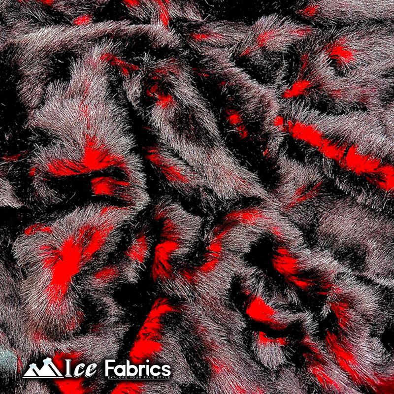 Thick Red Black Two Tone Faux Fur FabricICE FABRICSICE FABRICSBy The Yard (60” Wide)Thick Red Black Two Tone Faux Fur Fabric ICE FABRICS