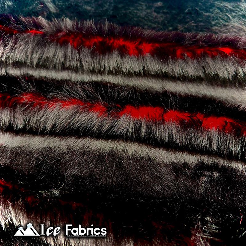 Thick Red Black Two Tone Faux Fur FabricICE FABRICSICE FABRICSBy The Yard (60” Wide)Thick Red Black Two Tone Faux Fur Fabric ICE FABRICS