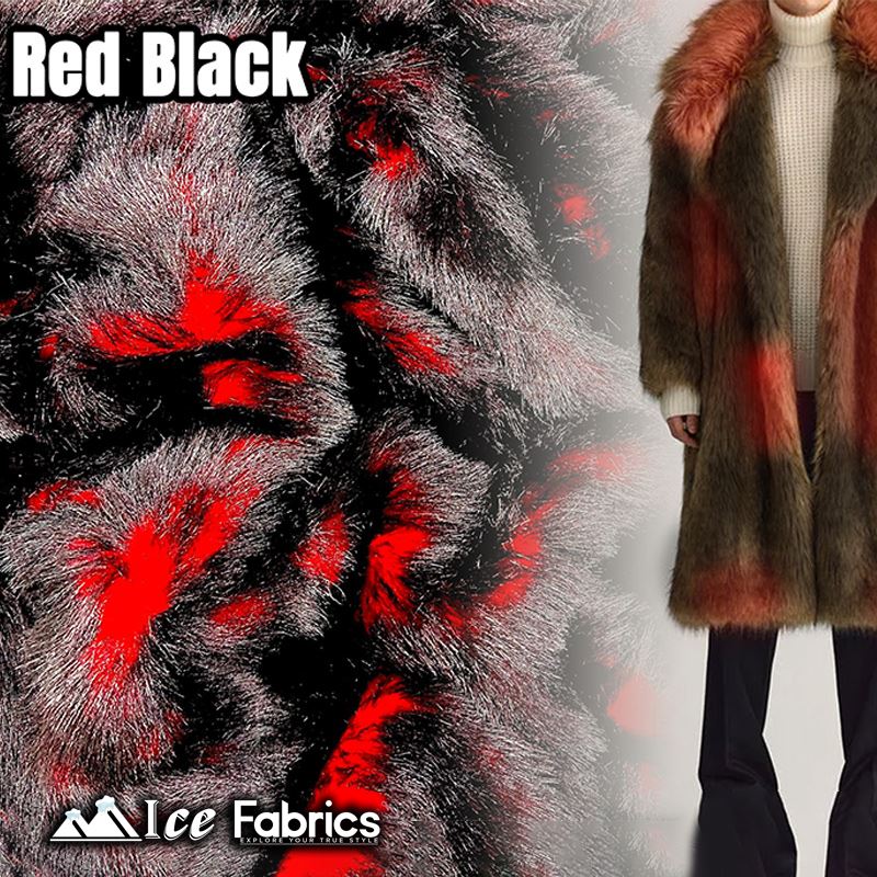 Thick Red Black Two Tone Faux Fur FabricICE FABRICSICE FABRICSBy The Yard (60” Wide)Thick Red Black Two Tone Faux Fur Fabric ICE FABRICS