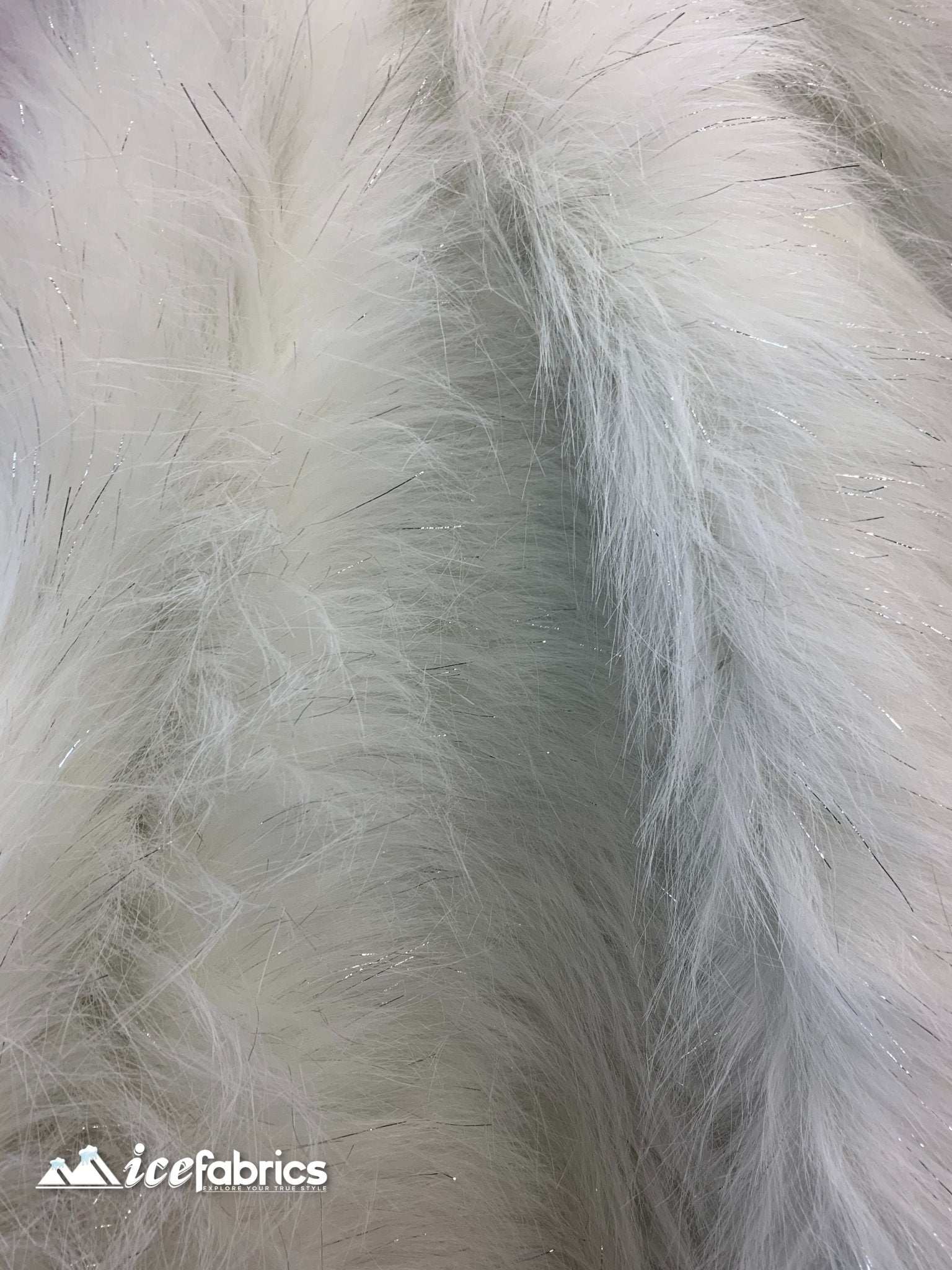 Tinsel Long Pile Mongolian Faux Fur Fabric By The Yard Fashion FabricICEFABRICICE FABRICSWhiteBy The Yard (60 inches Wide)Tinsel Long Pile Mongolian Faux Fur Fabric By The Yard Fashion Fabric ICEFABRIC