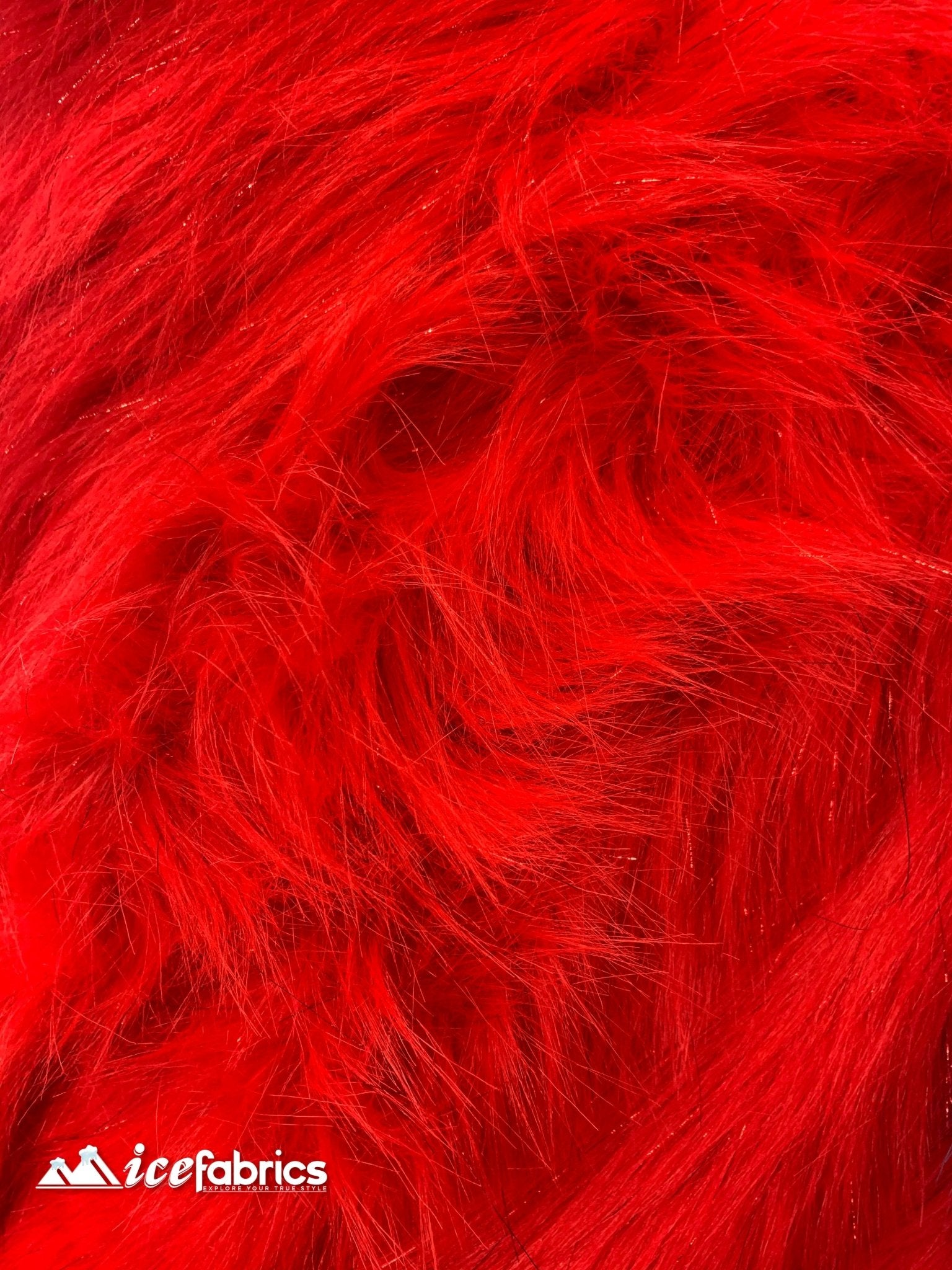 Tinsel Long Pile Mongolian Faux Fur Fabric By The Yard Fashion FabricICEFABRICICE FABRICSRedBy The Yard (60 inches Wide)Tinsel Long Pile Mongolian Faux Fur Fabric By The Yard Fashion Fabric ICEFABRIC