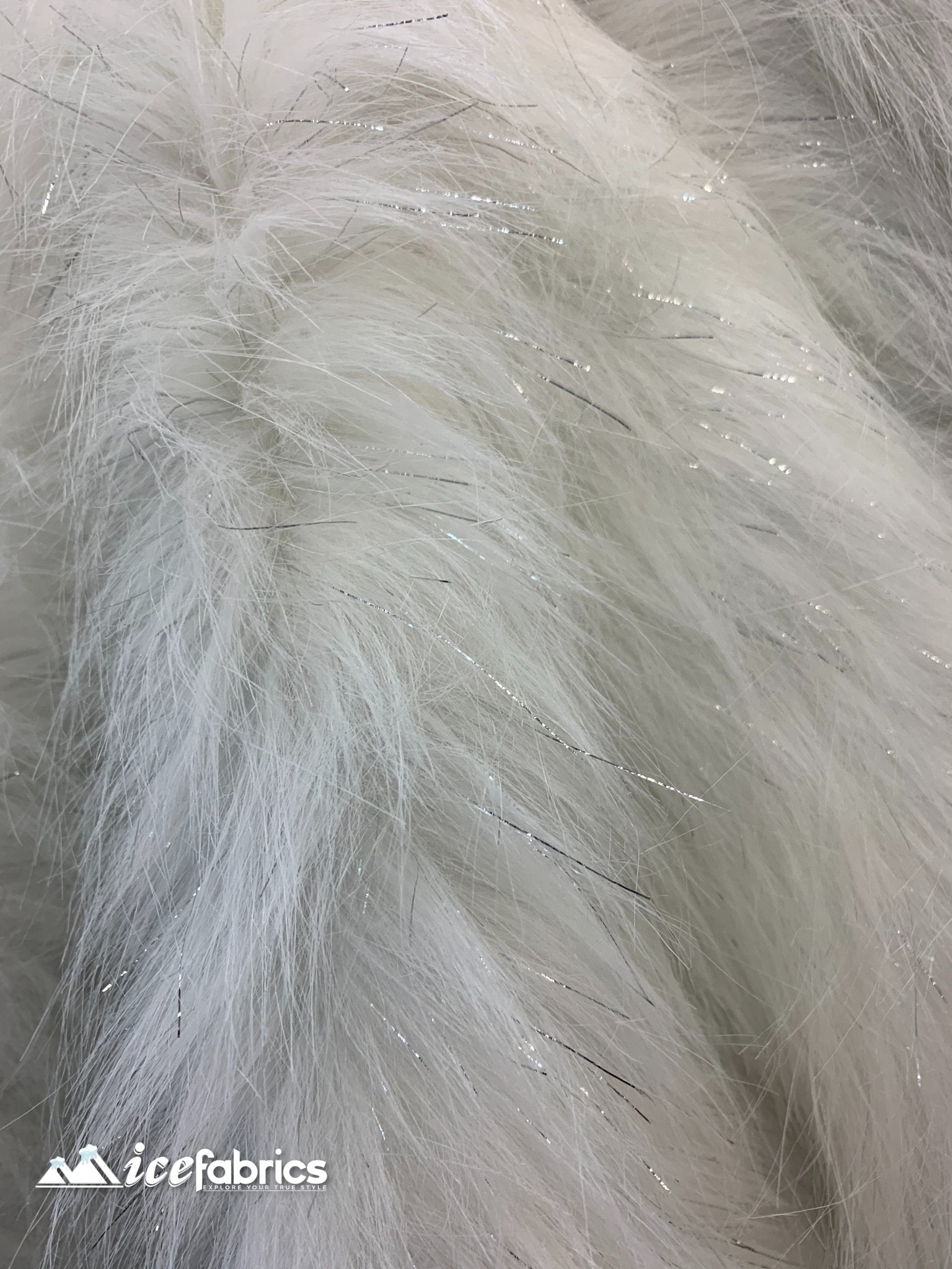 Tinsel Long Pile Mongolian Faux Fur Fabric By The Yard Fashion FabricICEFABRICICE FABRICSWhiteBy The Yard (60 inches Wide)Tinsel Long Pile Mongolian Faux Fur Fabric By The Yard Fashion Fabric ICEFABRIC