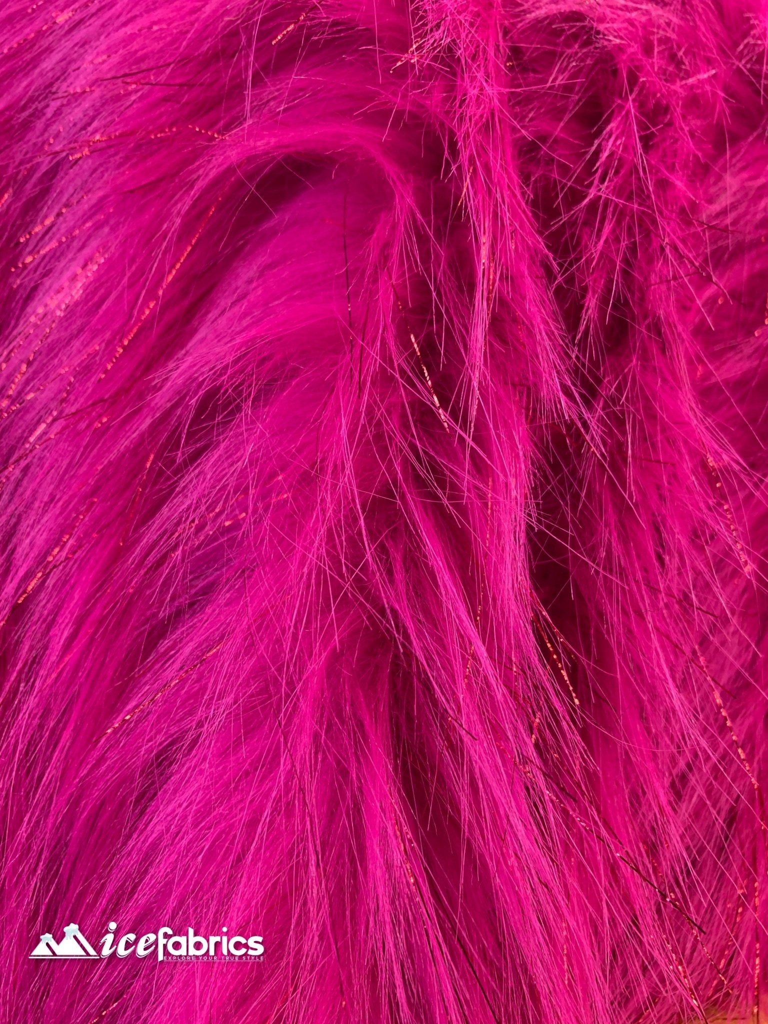 Tinsel Long Pile Mongolian Faux Fur Fabric By The Yard Fashion FabricICEFABRICICE FABRICSFuchsiaBy The Yard (60 inches Wide)Tinsel Long Pile Mongolian Faux Fur Fabric By The Yard Fashion Fabric ICEFABRIC