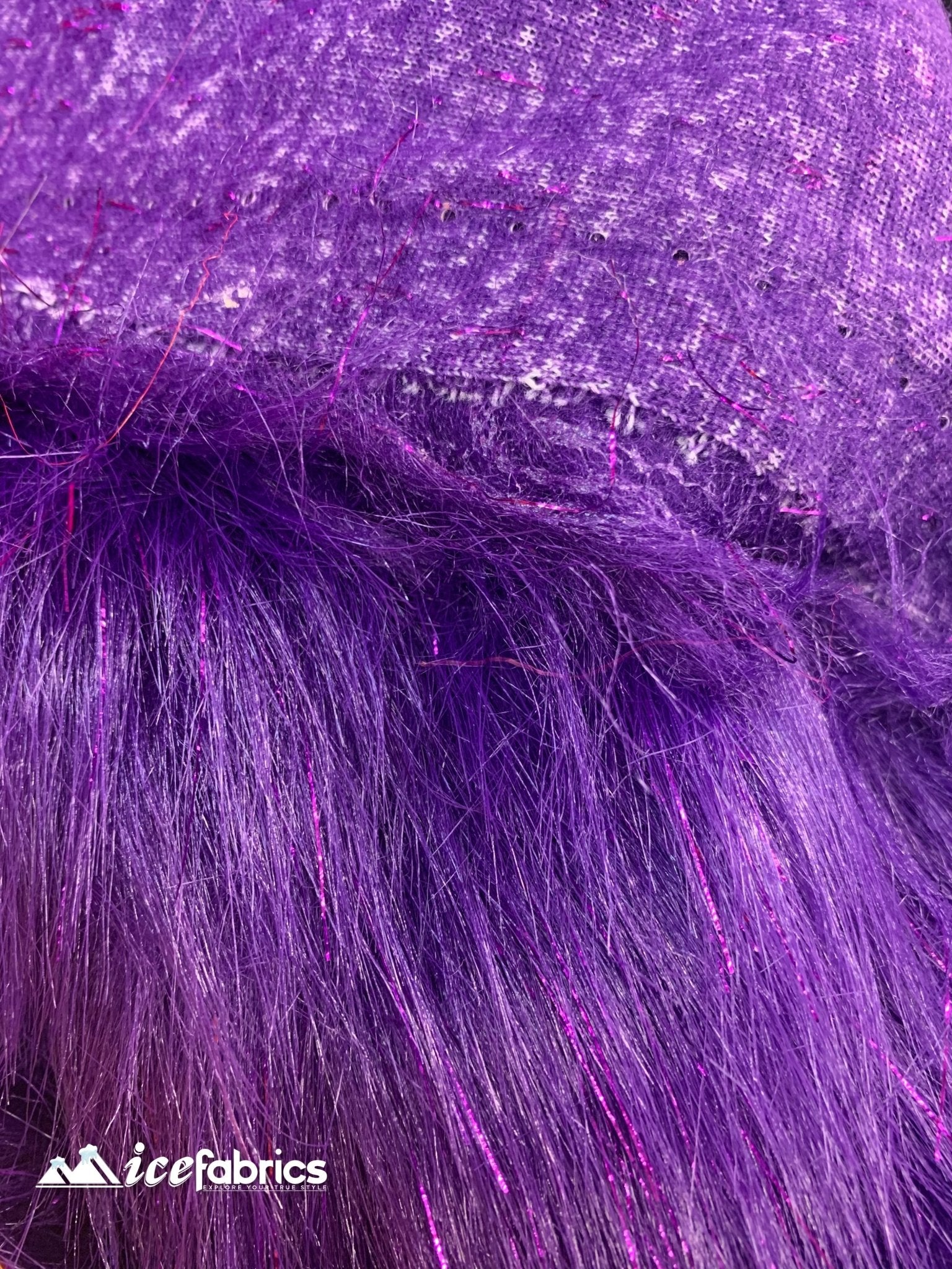 Tinsel Long Pile Mongolian Faux Fur Fabric By The Yard Fashion FabricICEFABRICICE FABRICSPurpleBy The Yard (60 inches Wide)Tinsel Long Pile Mongolian Faux Fur Fabric By The Yard Fashion Fabric ICEFABRIC