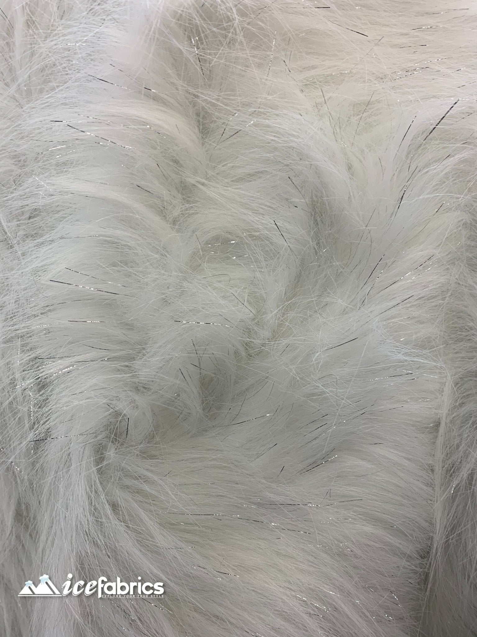 Tinsel Long Pile Mongolian Faux Fur Fabric By The Yard Fashion FabricICEFABRICICE FABRICSWhiteBy The Yard (60 inches Wide)Tinsel Long Pile Mongolian Faux Fur Fabric By The Yard Fashion Fabric ICEFABRIC