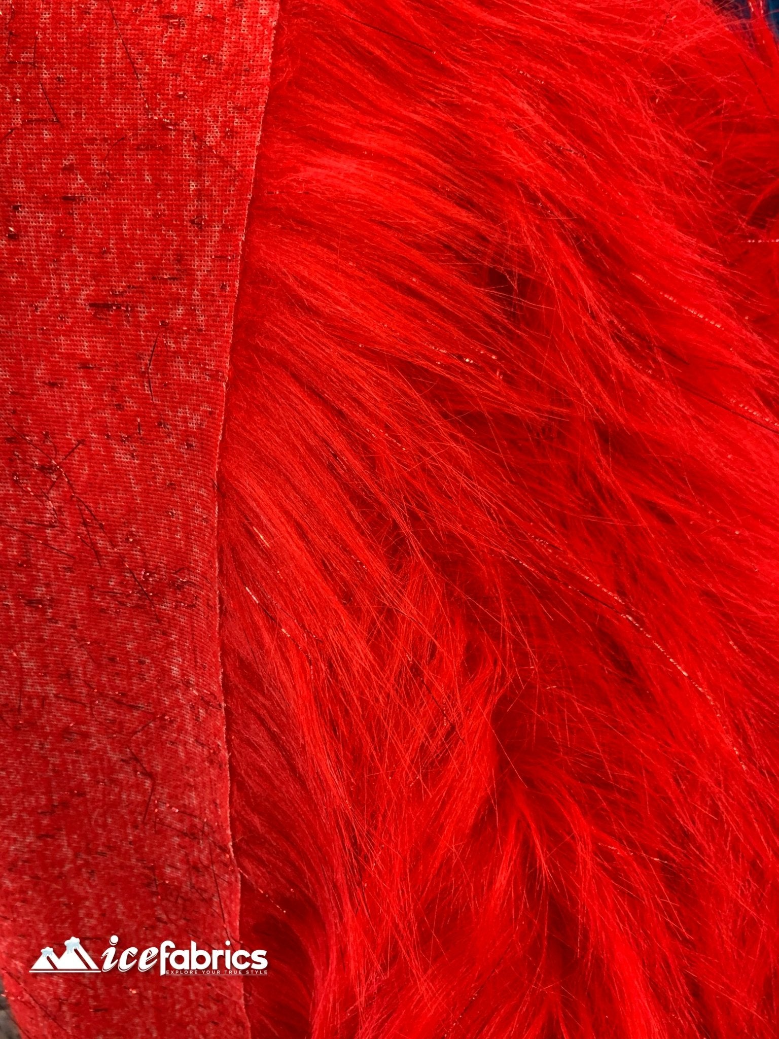Tinsel Long Pile Mongolian Faux Fur Fabric By The Yard Fashion FabricICEFABRICICE FABRICSRedBy The Yard (60 inches Wide)Tinsel Long Pile Mongolian Faux Fur Fabric By The Yard Fashion Fabric ICEFABRIC