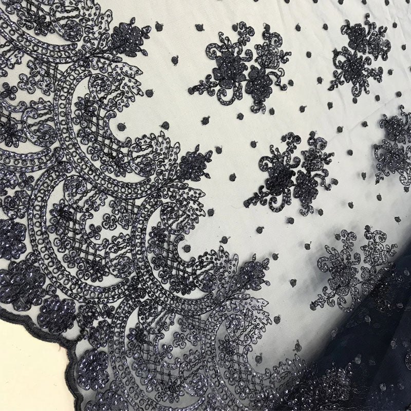 Transparent Fabric Mesh Lace Embroidered Wedding Prom DressICE FABRICSICE FABRICSNavy BlueTransparent Fabric Mesh Lace Embroidered Wedding Prom Dress ICE FABRICS