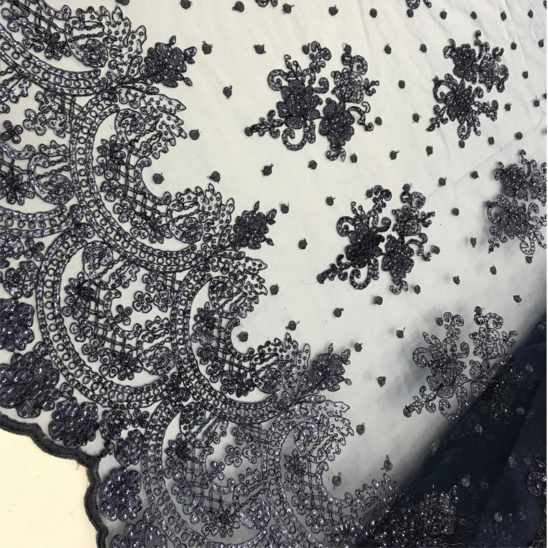 Transparent Fabric Mesh Lace Embroidered Wedding Prom DressICE FABRICSICE FABRICSNavy BlueTransparent Fabric Mesh Lace Embroidered Wedding Prom Dress ICE FABRICS
