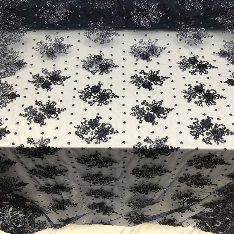 Transparent Fabric Mesh Lace Embroidered Wedding Prom DressICE FABRICSICE FABRICSNavy BlueTransparent Fabric Mesh Lace Embroidered Wedding Prom Dress ICE FABRICS